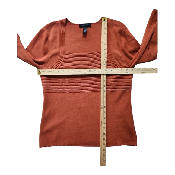 Cable & Gauge Women’s Sweater Top XL Rust Orange Square Neck Viscose - Picture 4 of 5